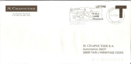 Lettre T   " CHAPOUTIER " Avec Flamme De  Sauzet ( 26 )  Daté Du  05 - 03 - 2008 - Cartes/Enveloppes Réponse T