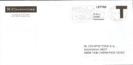 Lettre T   " CHAPOUTIER " Avec Flamme De  Sauzet ( 26 )  Daté Du  27 - 05 - 2008 - Cartes/Enveloppes Réponse T