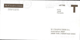 Lettre T   " CHAPOUTIER " Avec Flamme De  Douvaine (  74  )  Daté Du  29 - 04 - 2009 - Cartes/Enveloppes Réponse T