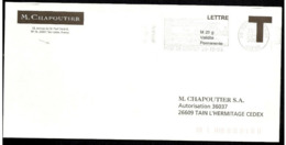 Lettre T   " CHAPOUTIER " Avec Flamme De   Pont De Cheruy   (  38  )  Daté Du  29 - 12  - 2008 - Cards/T Return Covers