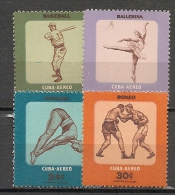 CUBA - Posta Aérienne - Air Mail  - SPORTS - BASEBALL - BOXING - SWIM Yvert # A 159/162 -  * MINT (Light Trace Of Hinge) - Posta Aerea