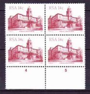 South Africa -1982 - South African Architecture - 4th Definitive Pietermartzburg  City Hall - Block Of 4 - Unused Stamps