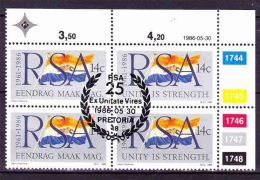 South Africa -1986 25th Anniversary Of The Republic Of South Africa - Control Block - Ongebruikt