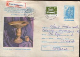 Romania - Postal Stationery Cover 1980 Used - Archaeology - Dacian Fruit Bowl - Petrodava - Archaeology