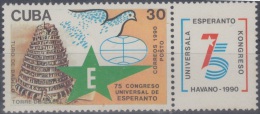 1990.27- * CUBA 1990. MNH. 75 CONGRESO DE ESPERANTO. TORRE DE BABEL. SE-TENAM. - Neufs
