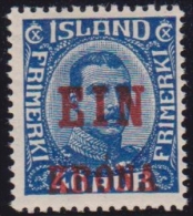 ISLANDA ISLAND 1926 OVERPRINT "EIN" MNH CERT. CHIAVARELLO CAT. € 450,00 - Unused Stamps