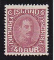 ISLANDA ISLAND 1931-34 CRISTIANO X 40 A Lilac  MNH CERT. CHIAVARELLO CAT. € 1640,00 - Unused Stamps