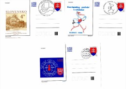 6 Entiers Postaux Cartes 1998 CDV 26 à CDV 31 Volley Ball , Ski , Moulin à Eau , Cigogne Turzovka - Postales