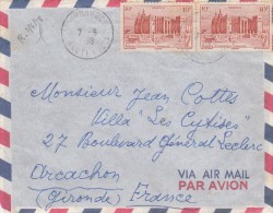 AOF Yvert   39  X 2 Sur Lettre Avion  KOUDOUGOU Haute Volta 7/5/1958 - Briefe U. Dokumente