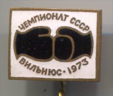 BOXING - BOX RING, Russia / Soviet Union, Vilnius, 1973., Championship, Vintage Pin, Badge, Enamel - Boxeo