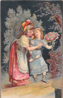 ¤¤   -   CHROMOS Gauffré   -  Jeune Femme , Jeune Fille , Bouquet De Fleurs  -   ¤¤ - Other & Unclassified