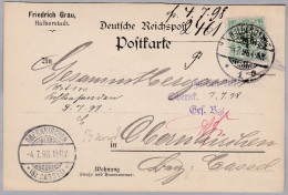 DR 1898-07-03 HALBERSTADT Postkarte Mit 5Rp. Perfin "F.G." Friedrich Grau Kolen - Sonstige & Ohne Zuordnung