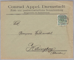 DR 1897-12-29 DARMSTADT Brief Mit 5Rp Perfin "AC" Conrad Appel Samenhandlung - Other & Unclassified