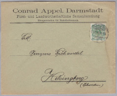 DR 1897-12-29 DARMSTADT Brief Mit 5Rp Perfin "AC" Conrad Appel Samenhandlung - Sonstige & Ohne Zuordnung