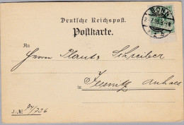 DR 1895-07-02 BONN Postkarte Mit 5Pf. Perfin "B.F./B2 Bonner Fahnenfabrik - Other & Unclassified