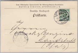 DR 1895-11-05 OFFENBACH Karte Mit Perfin "M&S" Mayer&Schmidt Schmirgelwaren - Andere & Zonder Classificatie