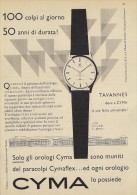 # CYMA TAVANNES SUISSE HORLOGERIE 1950s  Italy Advert Publicitè Reklame Orologio Montre Uhr Reloj Relojo Watch - Reclamehorloges