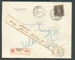 2Fr.50 KEPI Obl. Sc BRUXELLES 2 Sur Lettre Reommandée Du 19-III-1934 Vers La Ville (adresse Bifée) + Papillon De Réexpéd - 1931-1934 Képi