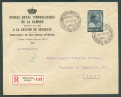 2Fr.45 BAUDOUIN ENfant Obl. Sc BRUXELLES Salon International Du Timbre  Sur Lettre Reommandée Du 10-1-1937 Vers Gilly  - - Lettres & Documents