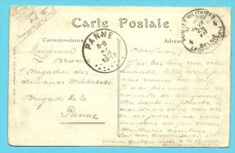 Kaart (Paris) Met Stempel POSTES MILITAIRES 4 , Met Als Aankomst Stempel PANNE  Op 27/7/1917 - Zona Non Occupata