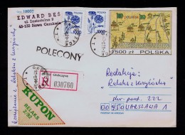 Cover Postal Stationerys Pologne Polska 1992 Politics Castles War Cover Glubczyce Maps Geography Sp3444 - Geography