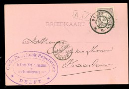 HANDGESCHREVEN BRIEFKAART Uit 1897 NVPH 33 Van DELFT Naar HAARLEM * FIRMASTEMPEL ( 9832k) - Covers & Documents