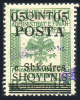ALBANIA 1919 - 05 Quint On 16H (Michel #48 III) With Double Purple Overprint Mint (*) - Albanien