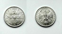 3 Mark 1922 A *VZ* J303 - 3 Jahre Weimarer Verfassung - 3 Mark & 3 Reichsmark