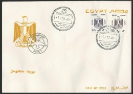 EGYPT SMALL FORMAT FDC SET 1991 - 2001 OFFICIAL FIRST DAY COVER 10 & 30 PIASTERS JULY 1991 ISSUE - Service