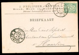 HANDGESCHREVEN BRIEFKAART Uit 1902 NVPH 55 Van DORDRECHT Naar HAARLEM (9833d) - Covers & Documents