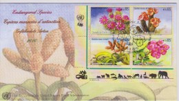 United Nations FDC Mi 639-642 Endangered Species - Pincushion Cactus - Hoodia - Tree Tumbo - Crown Of Thorns - 2010 - FDC