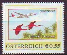 055: Personalisierte Briefmarke Aus Österreich Flug Wien- Tobago - Timbres Personnalisés