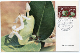 NOUVELLE-CALEDONIE CARTE- MAXIMUM DU N°320  10F IXORA....OBLITERATION 1er JOUR NOUMEA 22 OCT. 64 - Tarjetas – Máxima