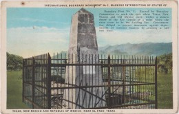 UNITED STATES -EL PASO -Internation. Boundary  Monument Marking Intersection Of States:Texas,New Mexico And Mexico. - El Paso