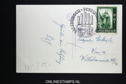 Osterreich  1948 Karte Mi 885 Salzburger Festspielen Stempel - Cartas & Documentos