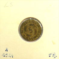 5 Reichspfennig 1924 A *S-SS* (J316) - 5 Rentenpfennig & 5 Reichspfennig