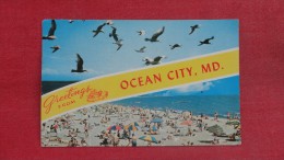 Maryland> Ocean City  Beach Scene   Stamp Peeled Off Back --ref 1908 - Ocean City