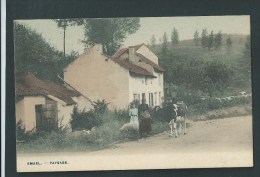 EMAEL - (Bassenge)  Paysage   Animé, En Couleurs.  Peysans, Vache, Mouton... - Bassenge