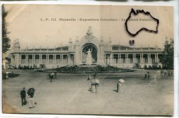 - 111 - Exposition Coloniale - MARSEILLE,Le Grand Palais, Animation, Craquelures,  Non écrite, BE, Scans. - Colonial Exhibitions 1906 - 1922