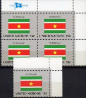 Flagge Surinam 1980 UNO New York 353,4-Block+Kleinbogen ** 5€ Bloque Hb Bloc M/s United Nation Flags Se-tenant Bf GUINEA - Other & Unclassified
