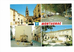 34 - MONTAGNAC - Carte Multivues - 1993 - Hôtel De Ville Poste / Animation Homme Fauteuil Roulant Handicapé - Montagnac