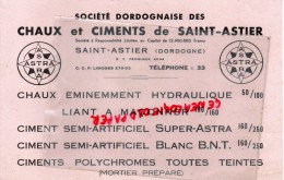 24 - ST SAINT ASTIER - BUVARD SOCIETE DORDOGNAISE DES CHAUX ET CIMENTS- CIMENT- DORDOGNE - ASTRA - Altri & Non Classificati