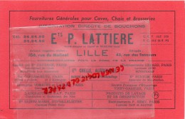 59 - LILLE - BUVARD - ETS P. LATTIERE- 106 RUE DE MOLINEL- FOURNITURES BRASSERIE- ETS CHELLE ALFORTVILLE- - Alimentaire