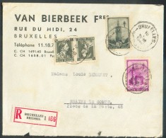 Lettre Recommandée De BRUXELLES 1 (Affranchissement 2Fr.65)  Le 10-1-1940 Vers Braine-le-Comte - 10776 - Briefe U. Dokumente