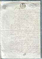 DOC. NOT. 1 FEUILLE G. F PLIEE TIMBRE ROYAL FISCAL HUMIDE 75 CENTS+50 EN SUS 1/11/1822 - Vente LOOZE, ST CYDROINE, ... - Seals Of Generality