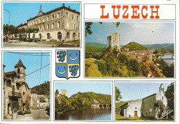 LUZECH  (46) L'Hôtel De Ville. Vue Générale, Le Donjon Carré - Très Belle Carte Multi-vues - Luzech