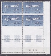 N° 57 Poste Aérienne Avion Bimoteur Farman F60 Goliath: Bloc De 4 Timbres Coins Datés 27.2.84 Neuf Superbe - Airmail