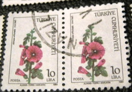 Turkey 1984 Wild Flowers Althaea Officinalis 10l X2 - Used - Used Stamps
