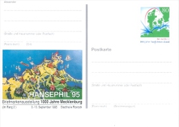 BRD 1995 Ganzsachenpostkarte Nord-Ostsee-Kanal Hansephil Briefmarkenausstellung 1000 Jahre Mecklenburg - Cartoline Private - Nuovi