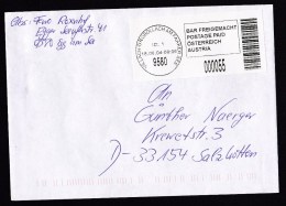 Austria: Cover Villach - Robollach Am Faaker See To Germany, 2004, ATM Machine Label (traces Of Use) - Storia Postale